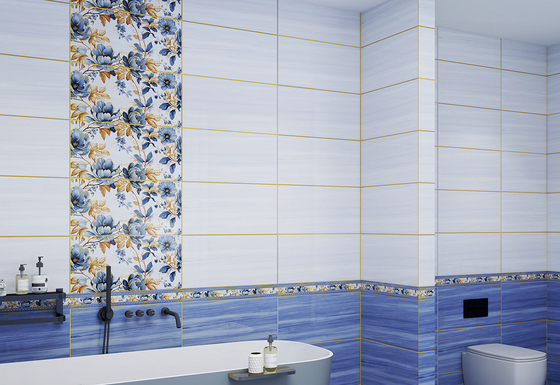 Superfície espelhada azulejos cerâmicos vidrados 300x600mm azulejos decorativos de parede e azulejos distintivos para cozinha azul