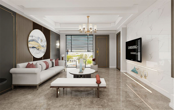 Telhas à prova d'água e marmoreiro olhar cinza polido vidrado 600x1200mm porcelana telha para sala de estar
