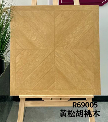 Chapas de piso de 600x600mm de cor castanha e azulejos de cerâmica de madeira para design de varanda