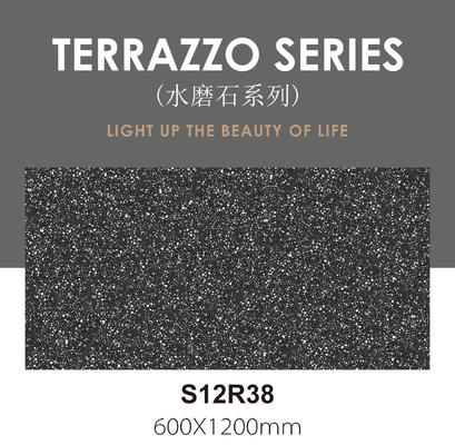 Antibacteriano 600x1200mm cinza escuro Terrazzo piso interior Baby Face Vintage azulejos de porcelana para sala de jantar