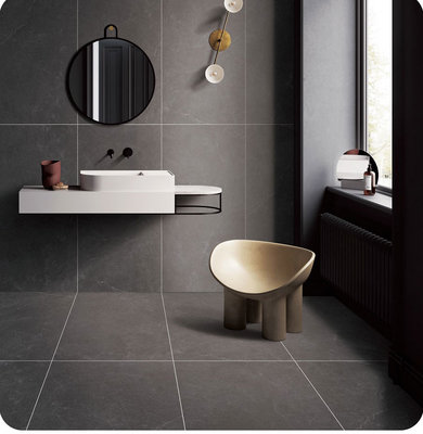 Antiderrapante cinza escuro vidrado suave piso interior 600x1200mm Vintage azulejos de porcelana para cozinha