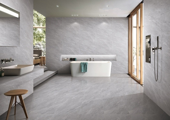 Parede interior resistente ao desgaste azulejos cerâmicos vidrados macios cinza 400x800mm para decoração e chuveiro