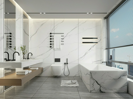 Telas de porcelana polida branca antibacteriana para banheiro e grau AAA 900x1800x9mm para reconstrução