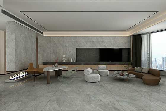Elegante parede exterior cinza e piso interior 900x1800x9mm porcelana polida vidrada para renovação e projeto