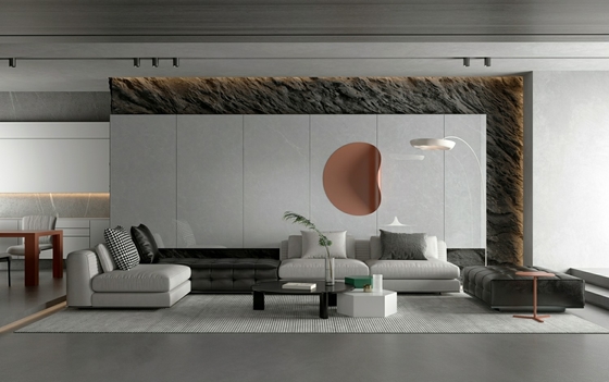 Resistente a arranhões Parede interna moderna de porcelana vidrada azulejo polido cinza 900x1800x9mm Para reconstrução e sala de jantar