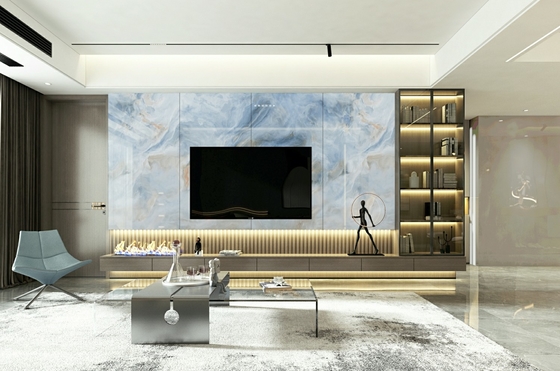 900x1800x9mm resistente ao desgaste em solo interior azuis branco vidrado porcelana polida para decoração