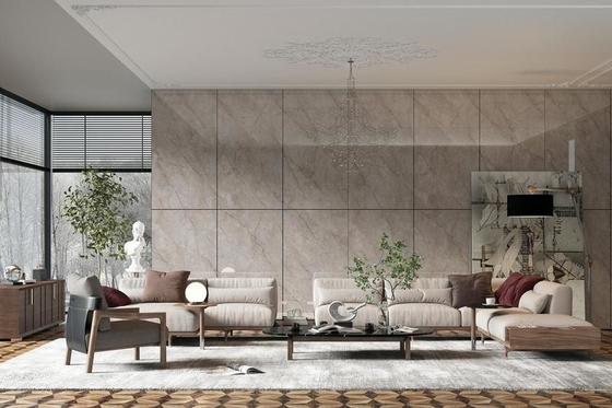 Amarelo claro 900x1800x9mm Marble Look Polido vidrado porcelana azulejos e parede interior e azulejos de chão para edifícios e sala de estar