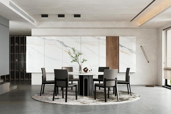 Impressionantes azulejos de porcelana polida branca de Carrara e azulejos antiderrapante para sala de jantar e escritório 900x1800x9mm