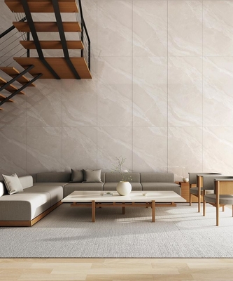 Piso interior com telhas de porcelana polida amarelo claro 900x1800x9mm resistente ao desgaste para reconstrução