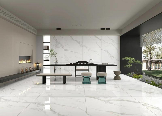 Impressionante parede interior vidrado porcelana polida azulejos para sala de estar e Carrara 1200x1800x9mm sem desbotar azulejos de piso interior decoração