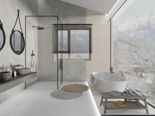 Amarelo e cinza 60x120cm Matt vidrado porcelana azulejos de piso para decoração de quarto