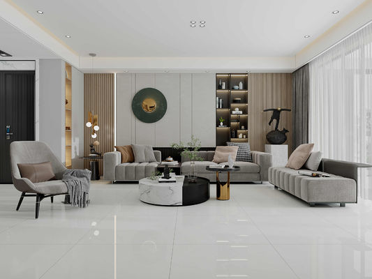 Azulejos de chão de porcelana polida esmaltada cinza claro 800x800mm