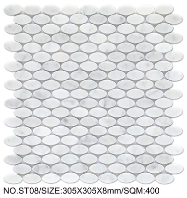 Mosaico de Pedra Natural Tijolo Branco e Verde Claro 305x305mm para Sala de Jantar e Escritório