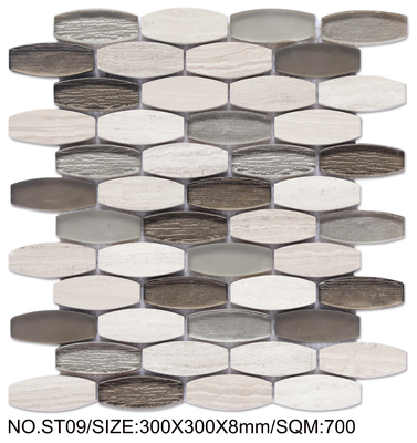 Beige e cinza impressionante 300x300mm mosaico de pedra natural para renovação e projeto