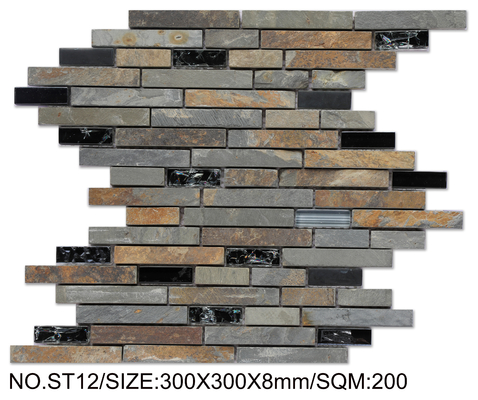 Mosaico de Pedra Natural Marrom Sem Desbotamento 300x300mm Para Decoração e Projeto