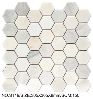 Mosaico de Pedra Natural Hexagonal 300x300mm Resistente a Manchas Para Projetos e Hotéis