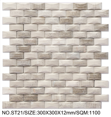 Mosaico de Pedra Natural Bege 300x300mm Impermeável e Antiderrapante para Decoração e Construção