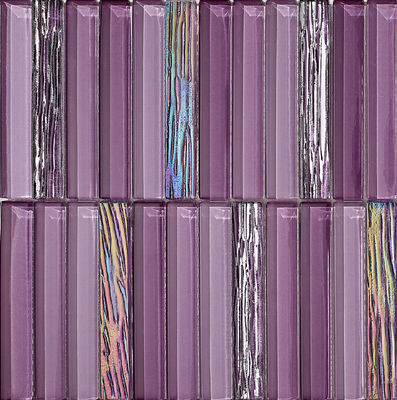 Mosaicos de vidro de 300x300mm roxos resistentes ao desgaste para piscina e decoração