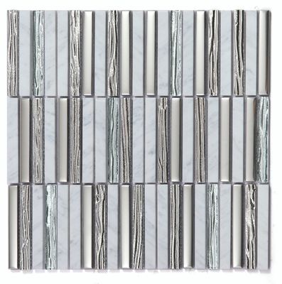 Mosaicos de Pedra Natural Cinza 282x294mm Resistentes a Riscos e Impermeáveis para Parede Interior para Banheiro e Hotel