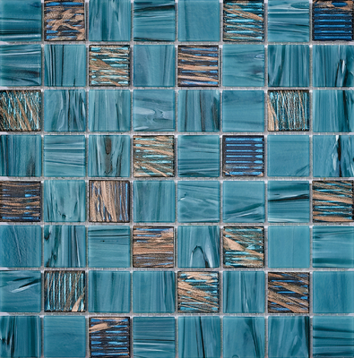 Mosaicos de Vidro para Parede Interior 304x304mm Azul Resistente ao Desgaste para Piscina, Sala de Estar e Projetos