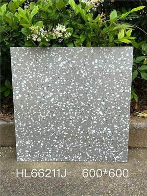 Azulejos de Cerâmica Terrazzo Cinza Elegantes 600x600mm para Pisos Internos para Sala de Jantar e Sala de Estar