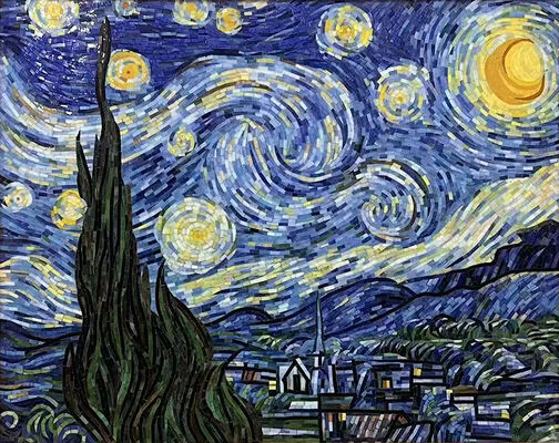 Mosaicos de vidro de parede de arte azul deslumbrante para escritório e banheiro