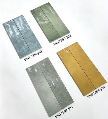 Telhas de cerâmica de parede de interiores brilhantes de azul 75x300mm para escritório e banheiro