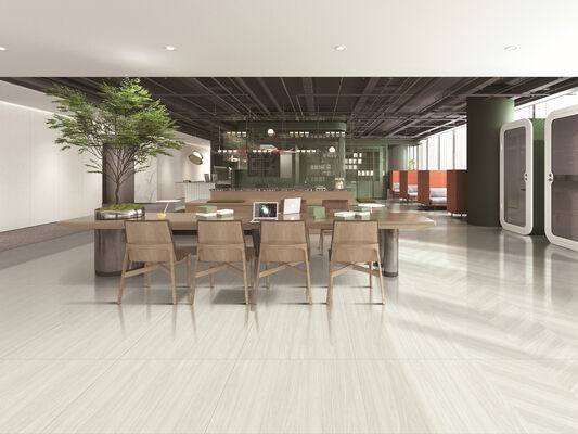 Antibacterial Cinza clara 600x1200mm Piso interior Chapas de porcelana de madeira para sala de estar e projeto