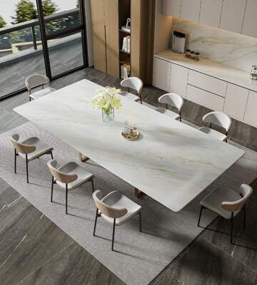 Lâmina de pedra sinterizada polida de mármore bege ecológico 800x3600x12mm para cozinha e sala de jantar