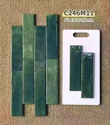 Azulejos Decorativos de Parede Brilhantes Verdes, Azuis e Amarelos, à Prova de Humidade, Ecológicos, Elegantes, 60x240mm, Espessura 9mm, para Sala de Jantar e Sala de Estar