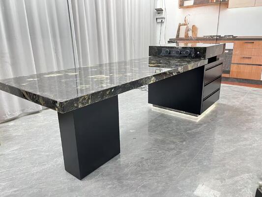 3 Estilos Duráveis Ecológicos Decorativos Elegantes Tijolo à Prova de Umidade Deslumbrante Resistente ao Desgaste Antiderrapante Preto e Bege Lajes de Mármore de Pedra de Luxo Mesa de Ilha para Construção