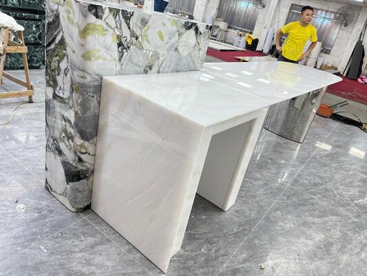 Lajes de Mármore Polido de Pedra de Luxo Branco Elegante Durável Resistente ao Desgaste Deslumbrante à Prova de Umidade Ecológica Antiderrapante para Mesa de Ilha para Sala de Jantar e Hotel