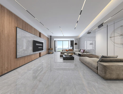 ISO9001 1152SQM lustrou as telhas vitrificadas, 80x80cm Grey Marble Porcelain Floor Tile