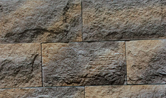parede bege handcrafted 14mm do cimento do cogumelo de Gray Orange Cultured Stone Brick
