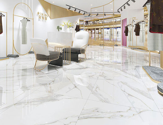 linhas 10mm branco do ouro de 48kgs/ctn Calacatta Clay Marble Porcelain Floor Tiles