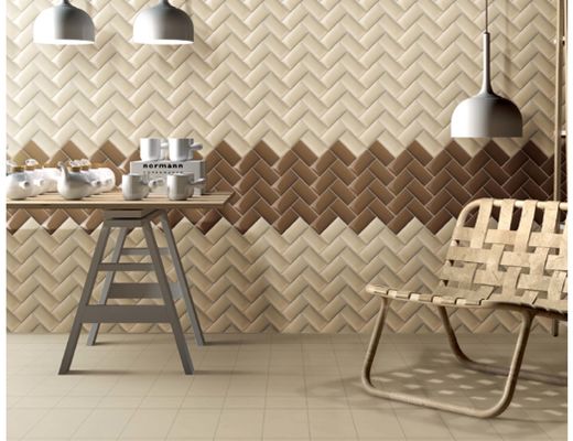 telha impressa da borda 3d de 75x150mm Inkjet chanfrado, telha do metro da decoração do assoalho 50M2