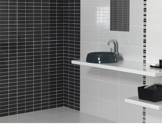Banheiro cerâmico 14kgs/Ctn lustroso preto branco da cozinha das telhas do metro de PRIMERA 10x20cm