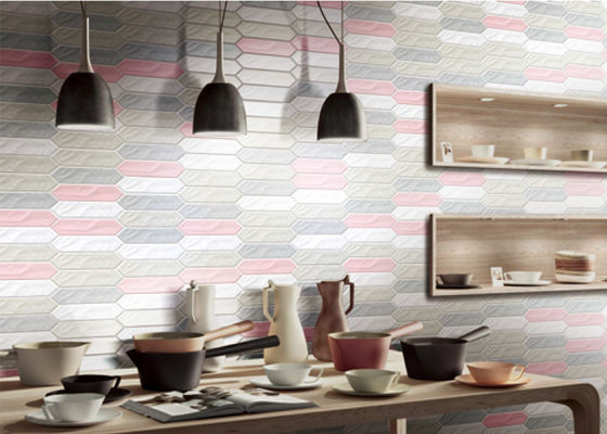 Azulejo de Parede Cerâmico Picket Ripple 75x300mm - Jato de Tinta 3D Moderno Brilhante